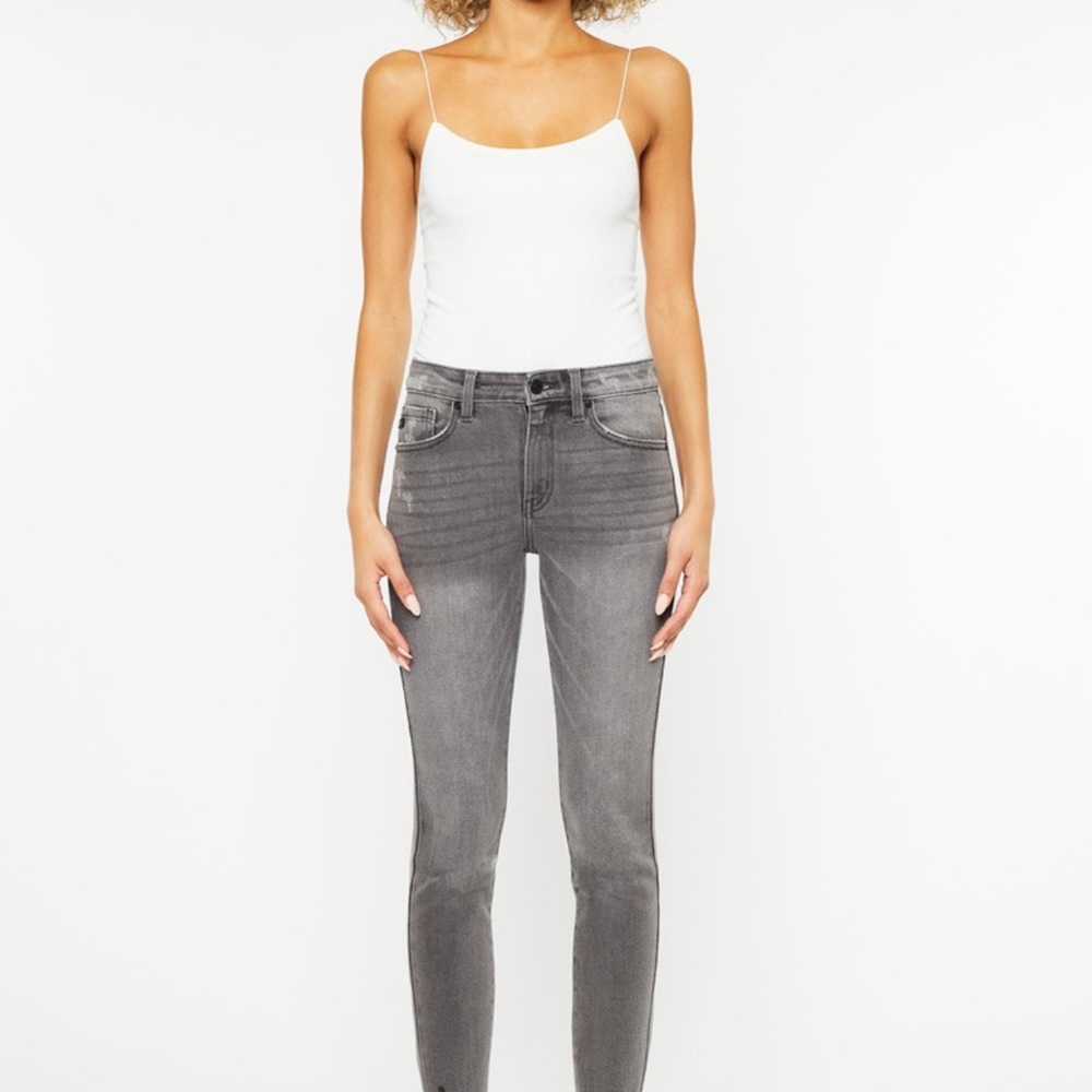 Kan Can High Rise Hem Detail Ankle Skinny - Picture 3 of 9